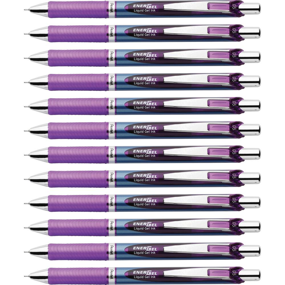 EnerGel EnerGel RTX Liquid Gel Pens - Fine Pen Point - 0.5 mm Pen Point Size - Needle Pen Point Style - Refillable - Retractable - Violet Gel-based Ink - Blue Stainless Steel Barrel - Metal Tip - 1 Do. Picture 1