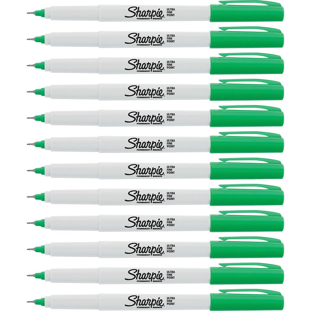 Sharpie Precision Permanent Markers - Ultra Fine Marker Point - Narrow Marker Point Style - Green Alcohol Based Ink - 12 / Box. Picture 1