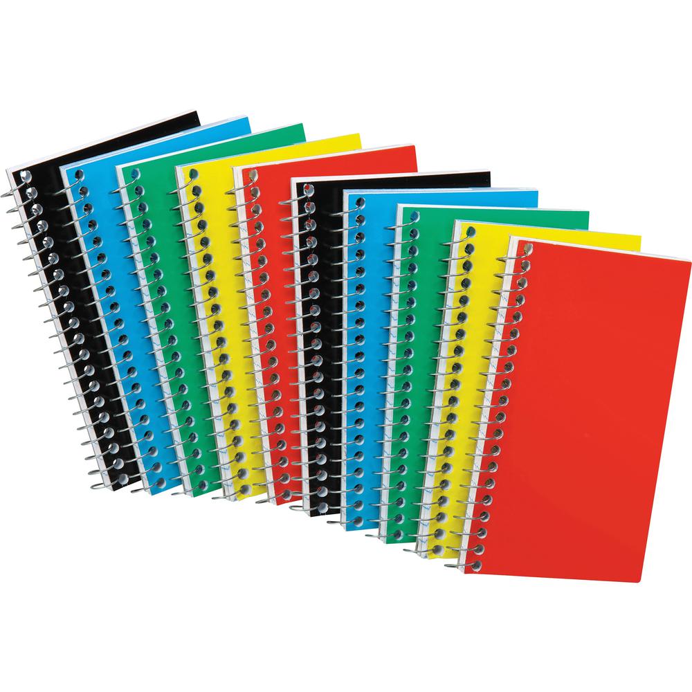 Ampad Sidebound Memo Notebooks - 50 Sheets - Wire Bound - 5" x 3" - White Paper - AssortedPressboard Cover - Mediumweight, Rigid - 10 / Bundle. Picture 1