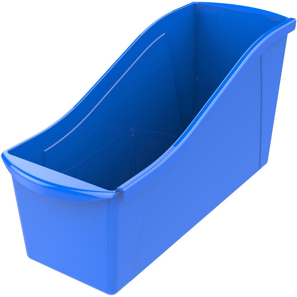 Storex Book Bin Set - 7" Height x 5.3" Width14.3" Length - Blue - Plastic - 6 / Carton. Picture 1