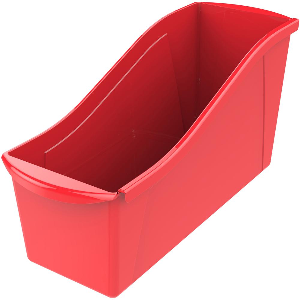 Storex Book Bin Set - 7" Height x 5.3" Width14.3" Length - Red - Plastic - 6 / Carton. Picture 1