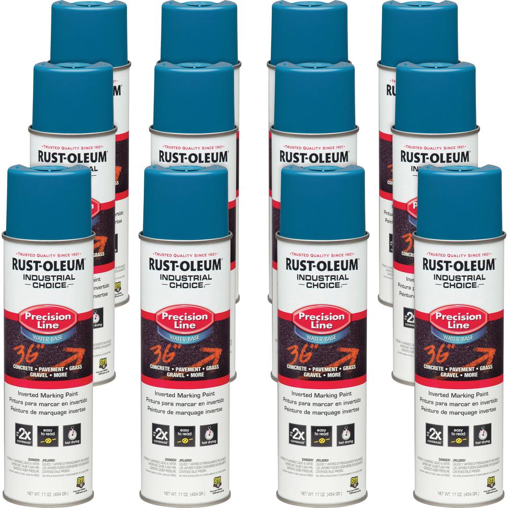 Rust-Oleum Industrial Choice Precision Line Marking Paint - 17 fl oz - 12 / Carton - Caution Blue. Picture 1