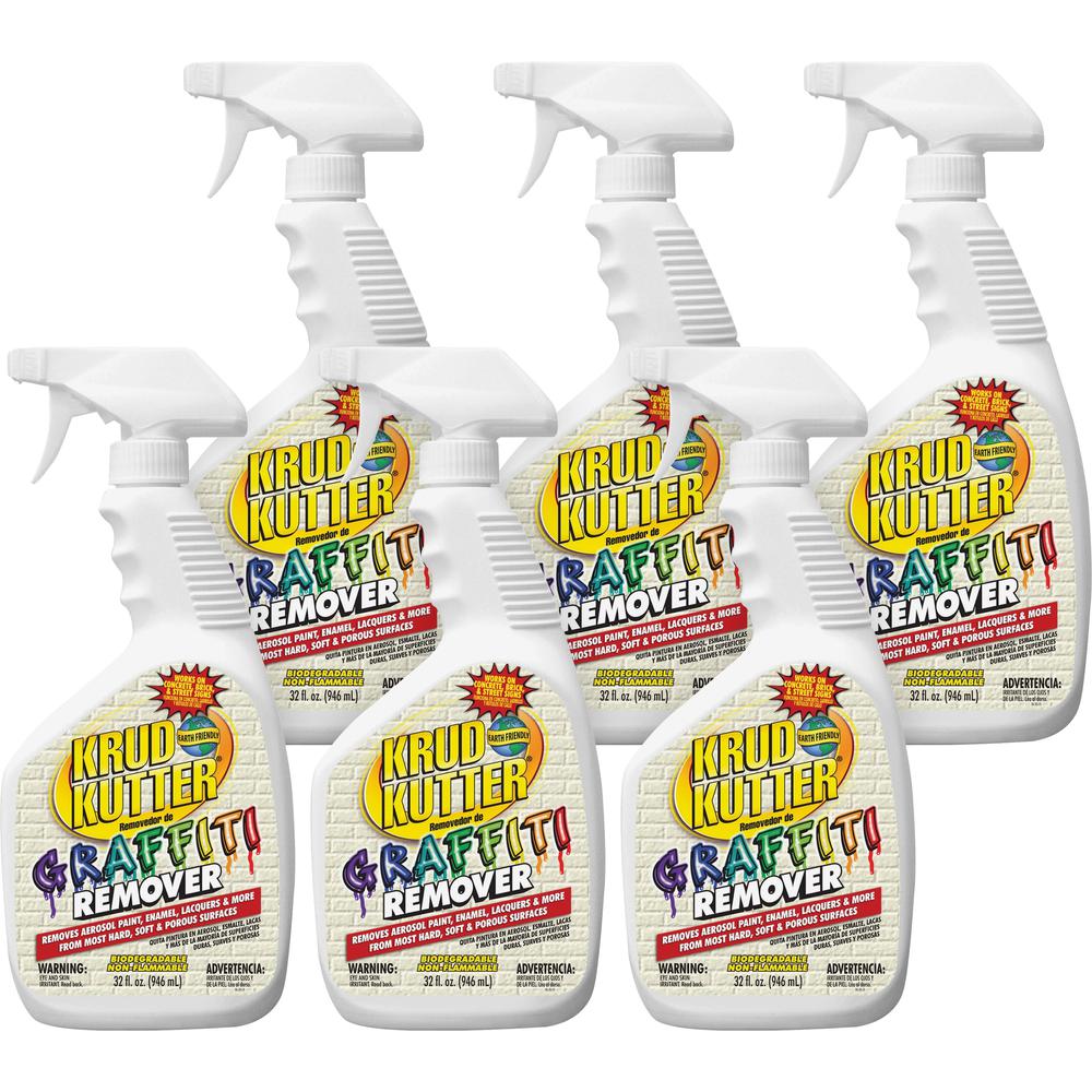 Krud Kutter Graffiti Remover - Ready-To-Use - 32 fl oz (1 quart) - 6 / Carton - Water Based, Non-flammable - Clear. Picture 1