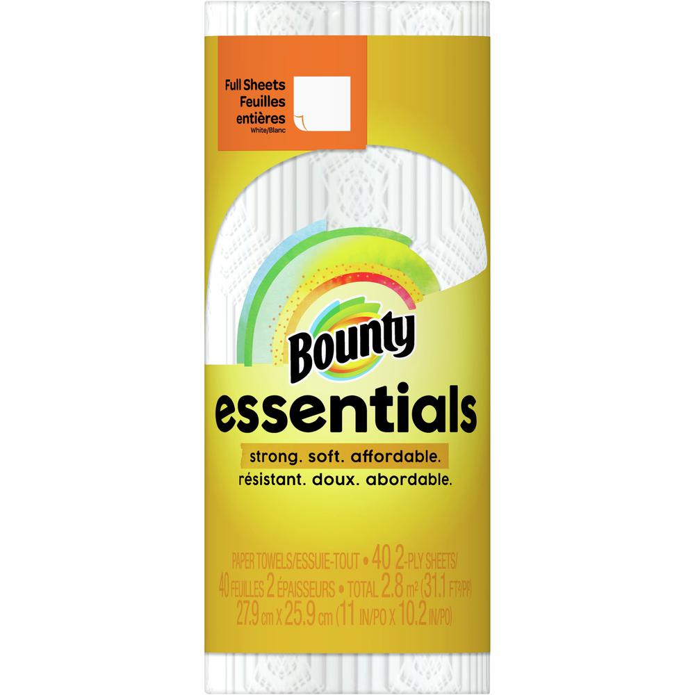 Bounty Essentials Full Sheet Paper Towel Rolls - 2 Ply - 40 Sheets/Roll - White - 30 / Carton. Picture 1