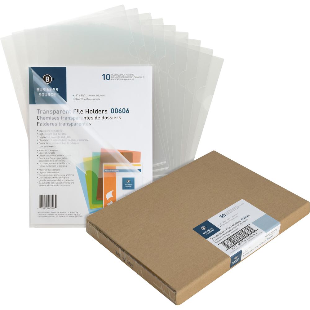 Business Source Letter File Sleeve - 8 1/2" x 11" - 20 Sheet Capacity - Clear - 50 / Box. Picture 1