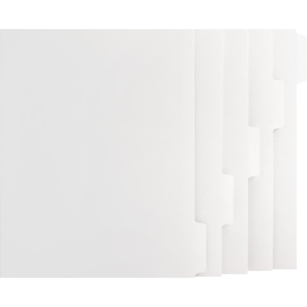 Business Source Tab Printer Economy Index Dividers - Print-on Tab(s) - 5 Tab(s)/Set - 8.5" Divider Width x 11" Divider Length - Letter - White Divider - White Tab(s) - 50 / Box. Picture 1