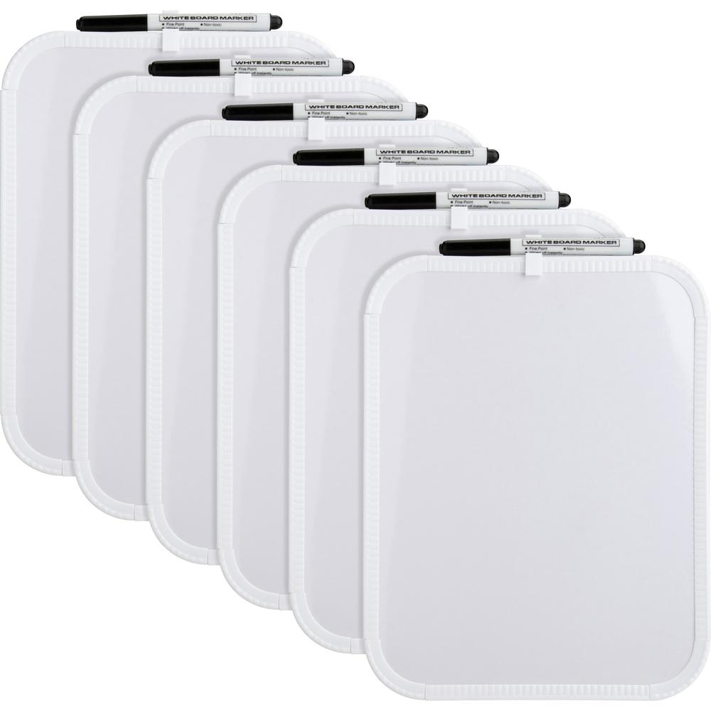 Lorell Personal Whiteboards - 11" (0.9 ft) Width x 8.5" (0.7 ft) Height - White Melamine Surface - White Plastic Frame - Rectangle - 6 / Bundle. Picture 1