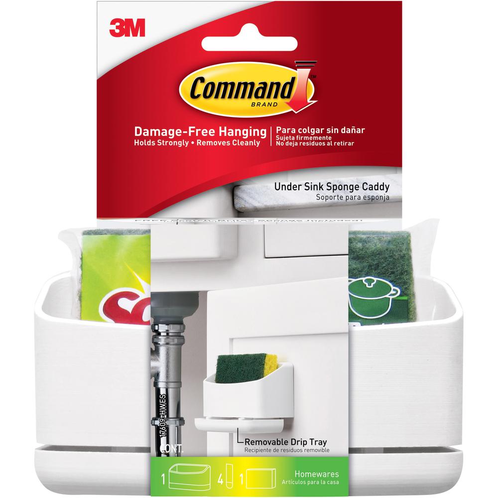 Command Under Sink Sponge Caddy - 9.4" Height x 12" Width x 7.8" Depth - White - 1 / Pack. Picture 1