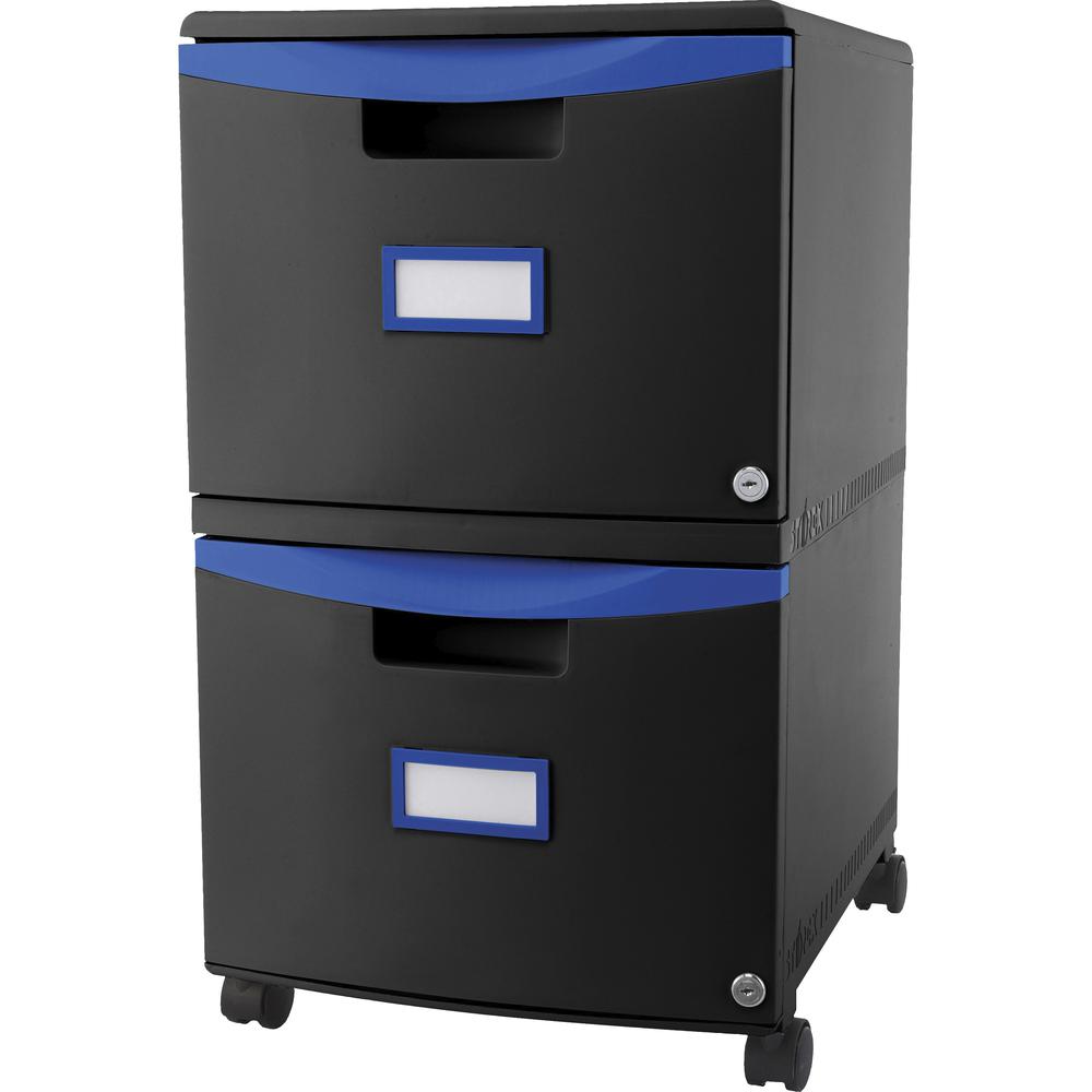 Storex 2-drawer Mobile File Cabinet - 18.3" x 14.8" x 26" - 2 x Drawer(s) for File, Document - Locking Drawer, Label Holder, Scratch Resistant, Dent Resistant, Rust Resistant, Moisture Resistant, Dura. Picture 1