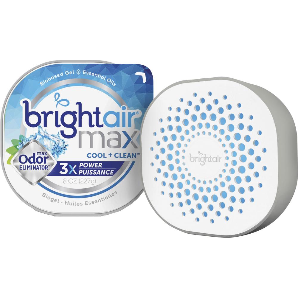 Bright Air Max Scented Gel Odor Eliminator - Gel - 8 oz - Cool Clean - 1 Each - Odor Neutralizer, Phthalate-free, Paraben-free, BHT Free, Bio-based, Formaldehyde-free, NPE-free. Picture 1