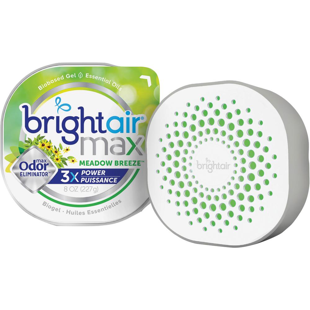 Bright Air Max Scented Gel Odor Eliminator - Gel - 8 oz - Meadow Breeze - 1 Each - Odor Neutralizer, Phthalate-free, Paraben-free, BHT Free, Bio-based, Formaldehyde-free, NPE-free. Picture 1