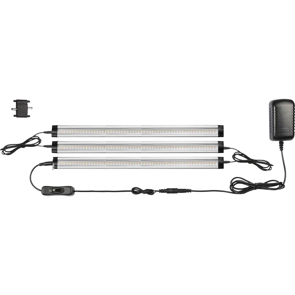 Lorell LED Task Lighting Starter Kit - 1" Height - 2" Width - LED Bulb - 1350 lm Lumens - Silver, Black - for Furniture. The main picture.