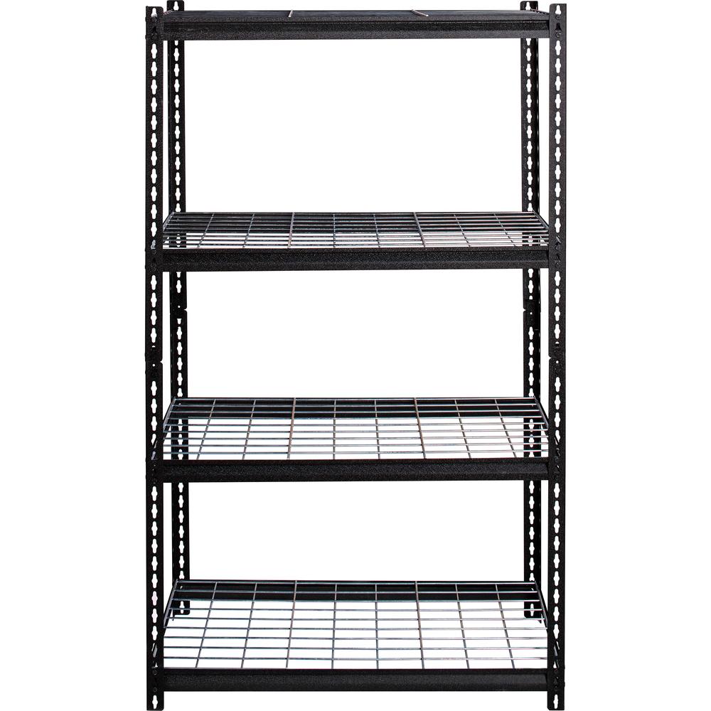 Lorell Wire Deck Shelving - 4 Shelf(ves) - 60" Height x 36" Width x 18" Depth - 30% Recycled - Black - Steel - 1 Each. Picture 1