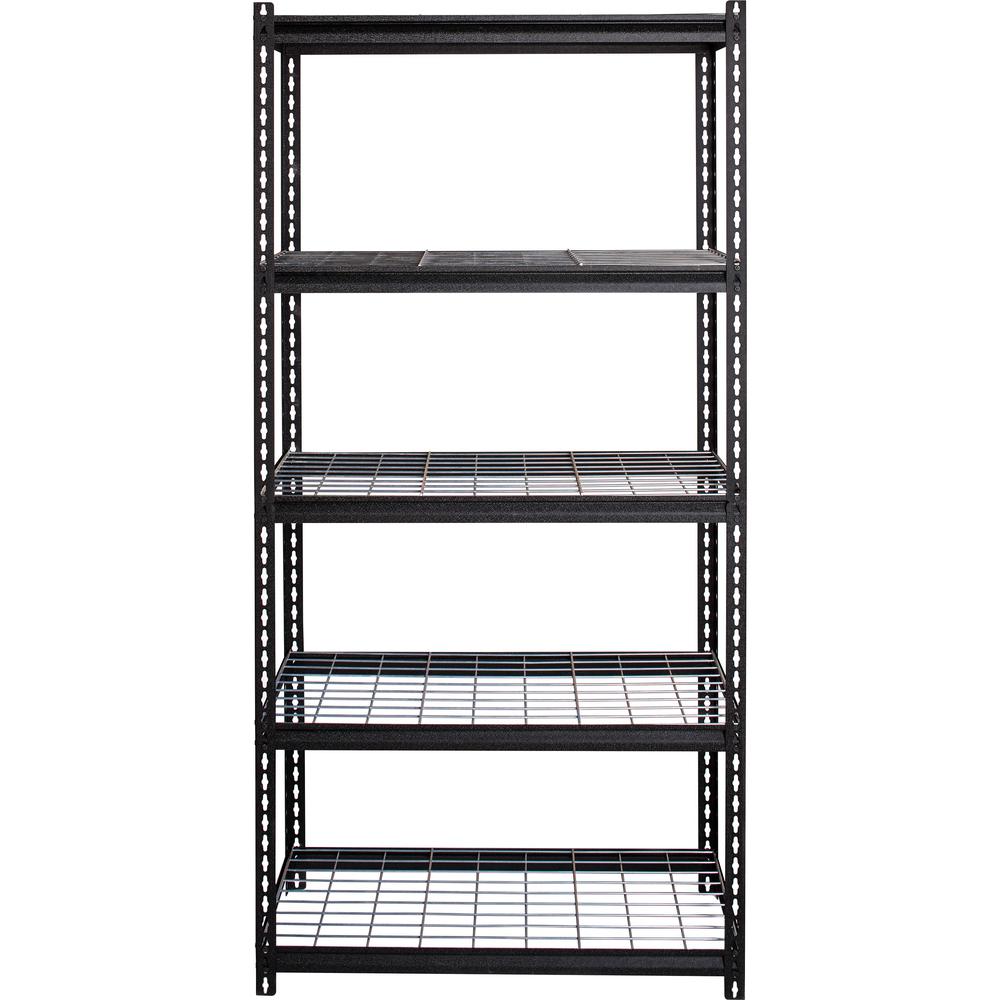 Lorell Wire Deck Shelving - 5 Shelf(ves) - 72" Height x 36" Width x 18" Depth - 28% Recycled - Black - Steel - 1 Each. Picture 1