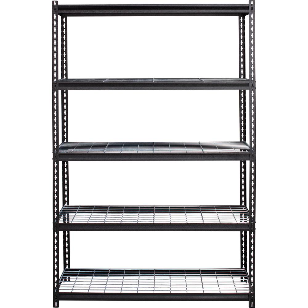 Lorell Wire Deck Shelving - 5 Shelf(ves) - 72" Height x 48" Width x 18" Depth - 28% Recycled - Black - Steel - 1 Each. Picture 1