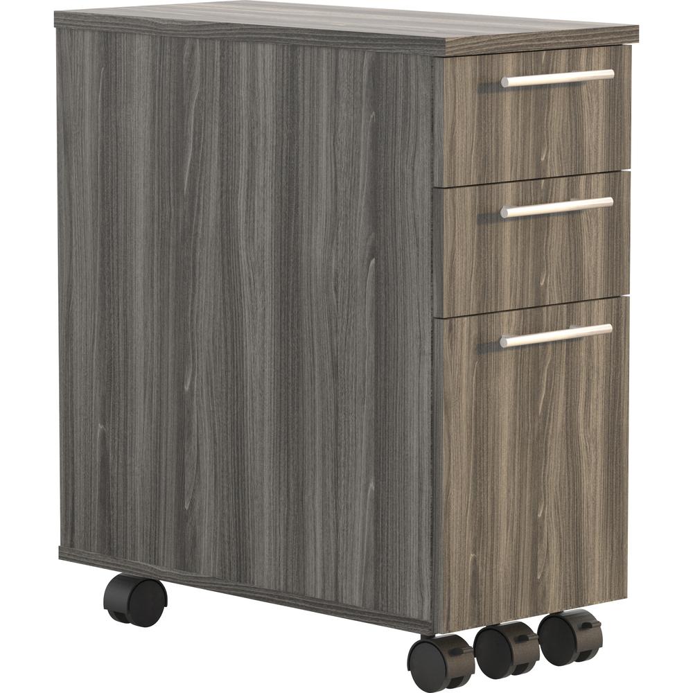 Safco Medina Box/Box/File Skinny Pedestal - 23" x 10.8" x 24.5" - 2 x Drawer(s) for Box, File - Letter, Legal - 20 lb Load Capacity - Freestanding, Adjustable Height, Locking Casters - Walnut - Lamina. Picture 1