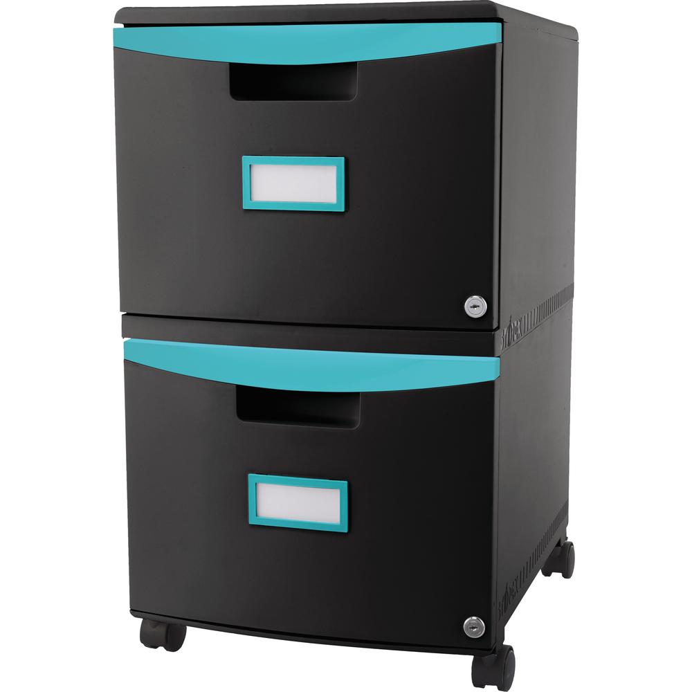 Storex 2-drawer Mobile File Cabinet - 18.3" x 14.8" x 26" - 2 x Drawer(s) for File, Document - Vertical - Mobility, Scratch Resistant, Rust Resistant, Dent Resistant, Locking Drawer, Stackable, Label . The main picture.