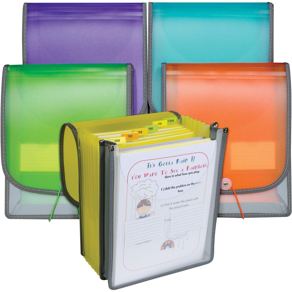 C-Line CLI-58700 Letter Organizer Folder - 8 1/2" x 11" - 400 Sheet Capacity - 7 Front, Internal Pocket(s) - Assorted - 1 Each. Picture 1