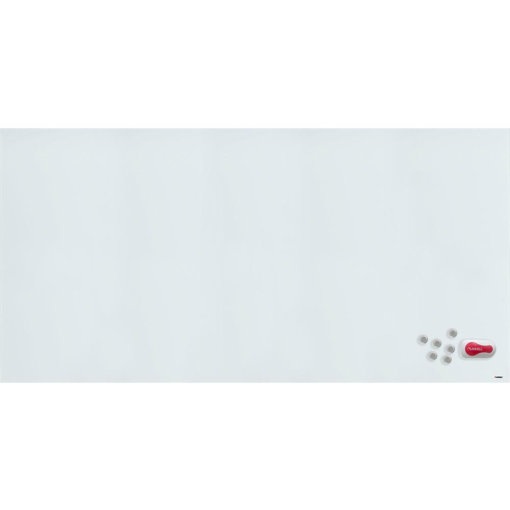 Lorell Magnetic Colored Glass Board - 96" (8 ft) Width x 48" (4 ft) Height - White Glass Surface - Rectangle - 1 Each. The main picture.