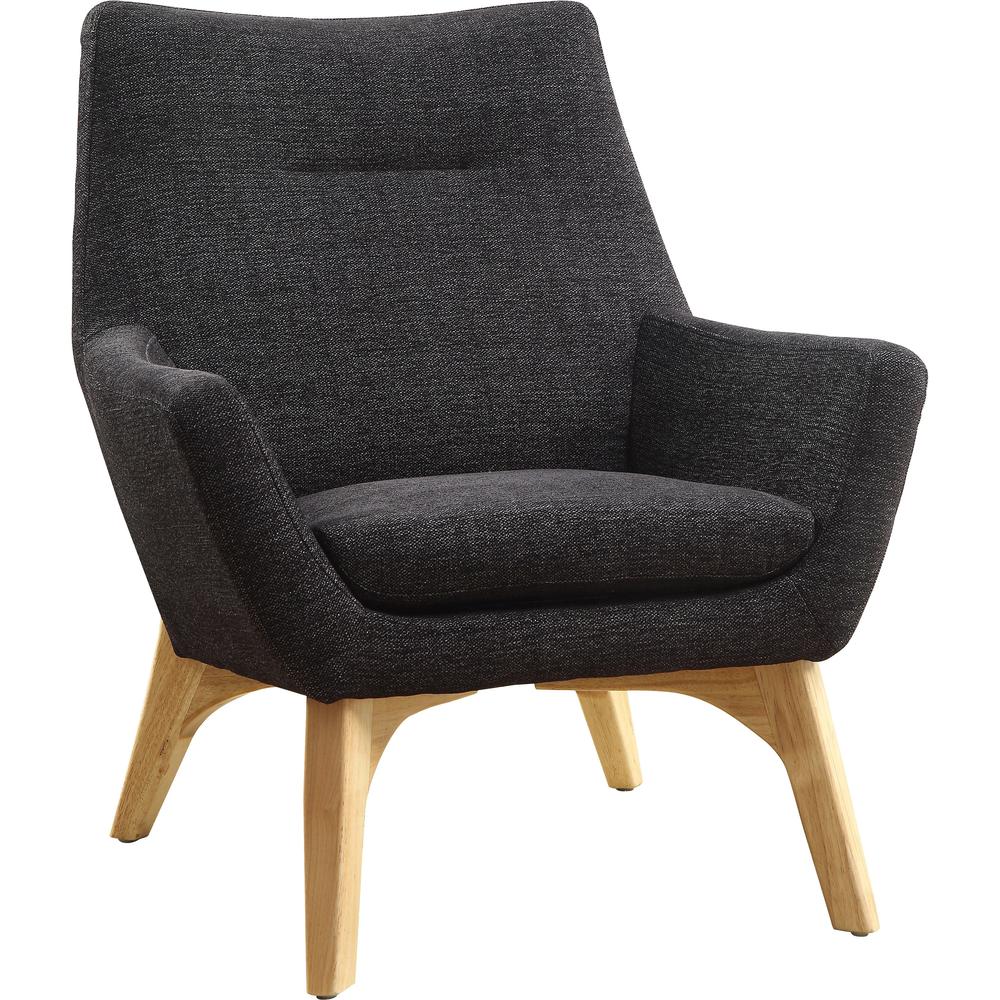 Lorell Quintessence Collection Upholstered Chair - Black Seat - Black Back - Low Back - Four-legged Base - 1 Each. Picture 1