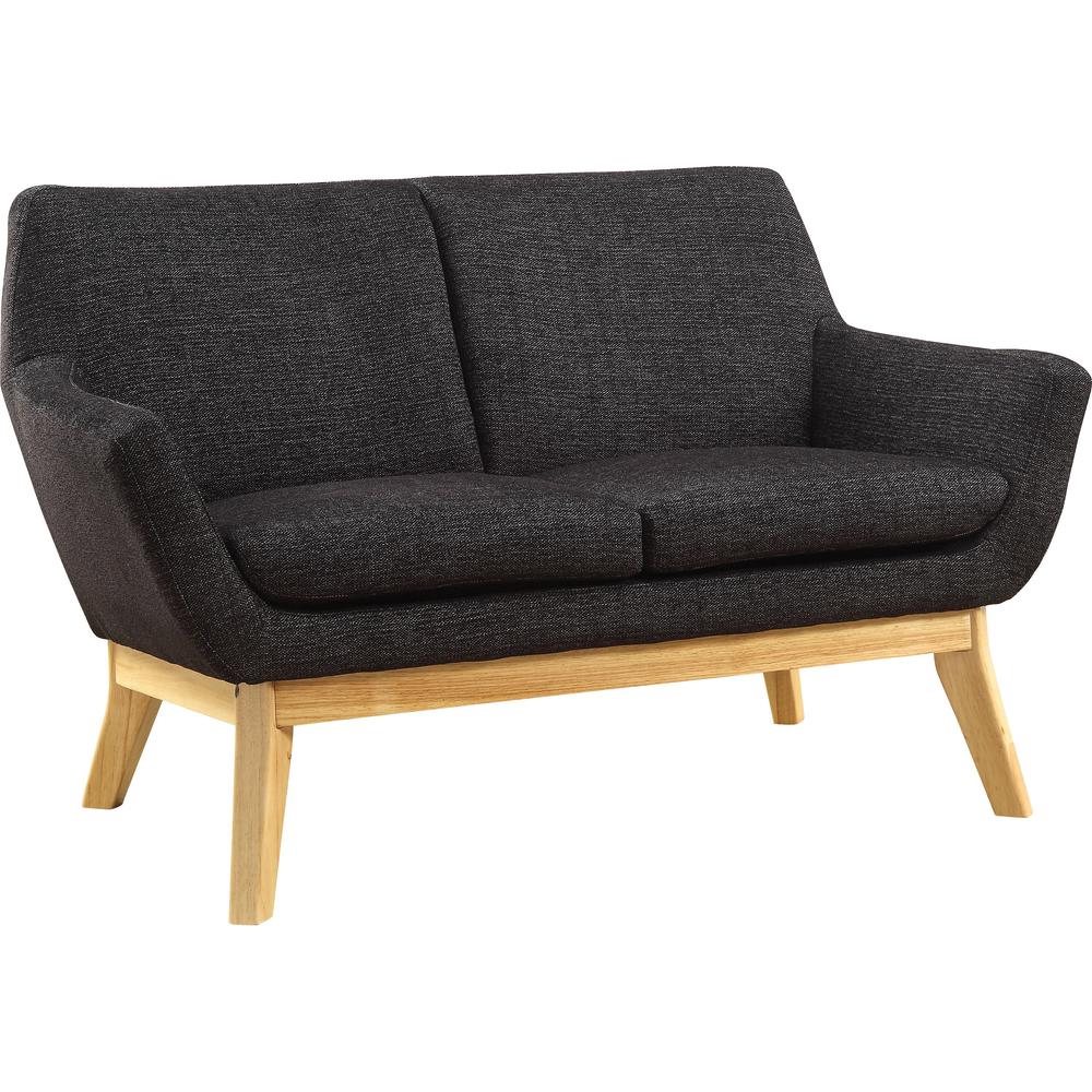 Lorell Quintessence Collection Upholstered Loveseat - 53.1" x 19.8" x 32.8" - Material: Wood Leg - Finish: Black. Picture 1