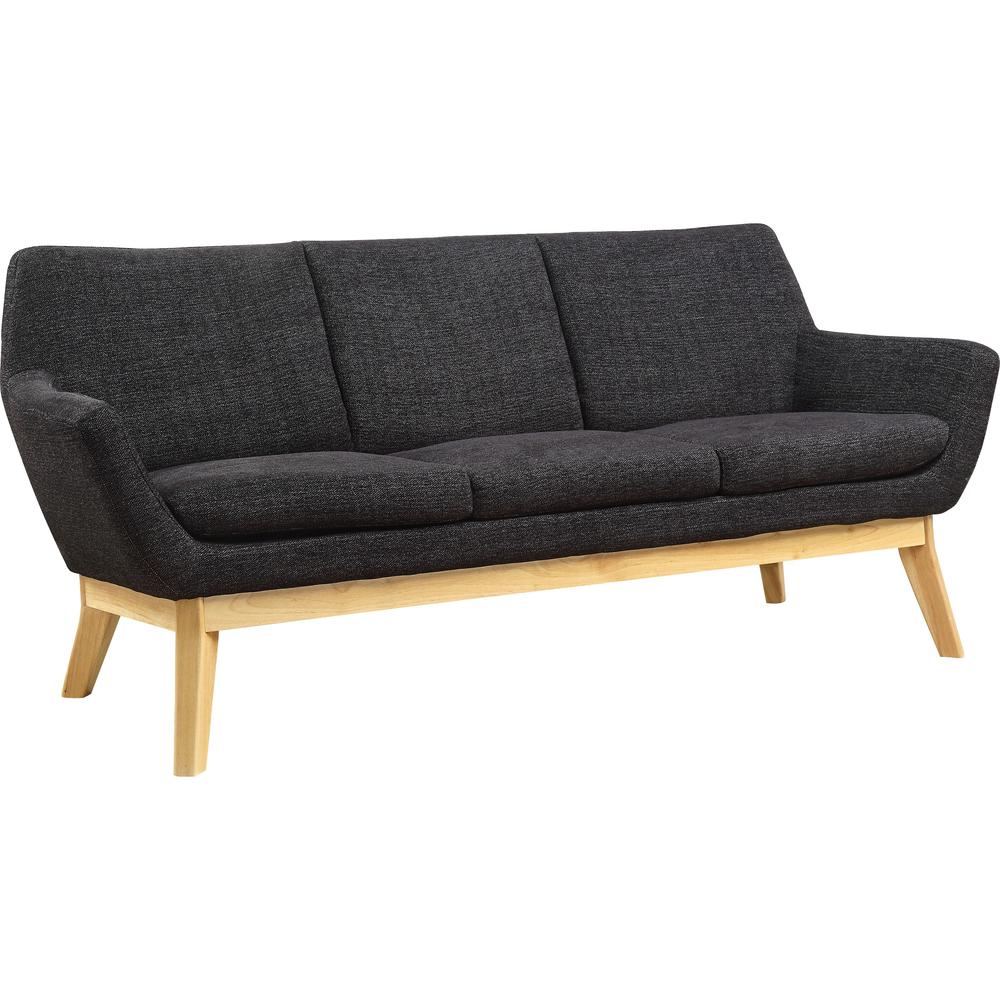 Lorell Quintessence Collection Upholstered Sofa - 19.8" x 73.3" x 32.8" - Material: Wood Leg - Finish: Black. Picture 1