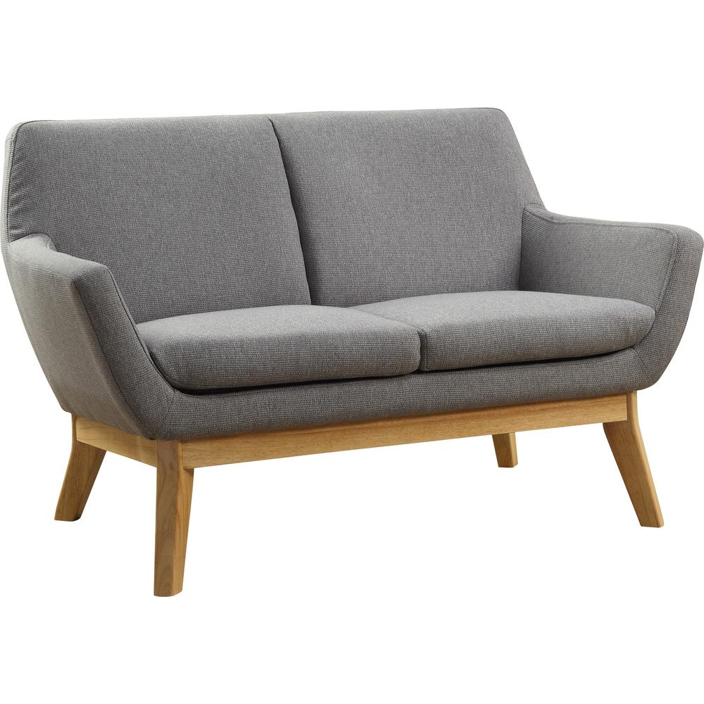 Lorell Quintessence Collection Upholstered Loveseat - 53.1" x 19.8" x 32.8" - Material: Wood Leg - Finish: Gray. Picture 1