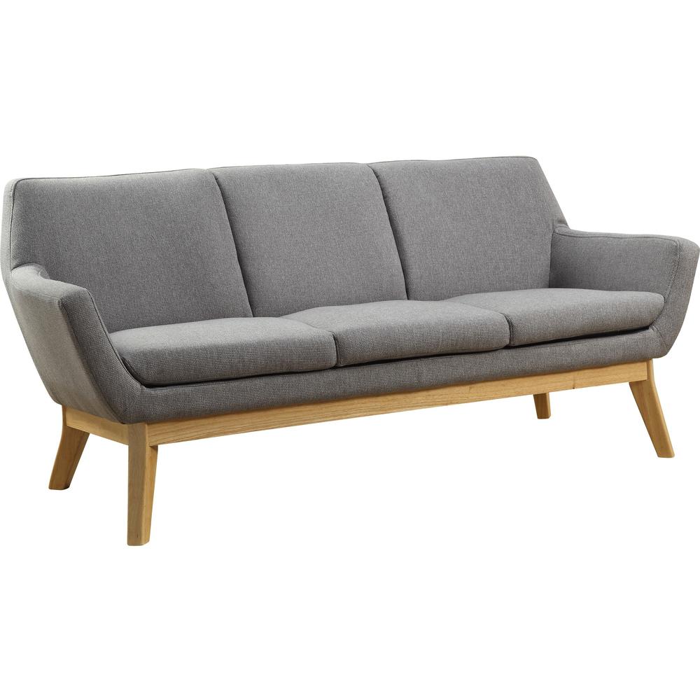 Lorell Quintessence Collection Upholstered Sofa - 19.8" x 73.3" x 32.8" - Material: Wood Leg - Finish: Gray. The main picture.