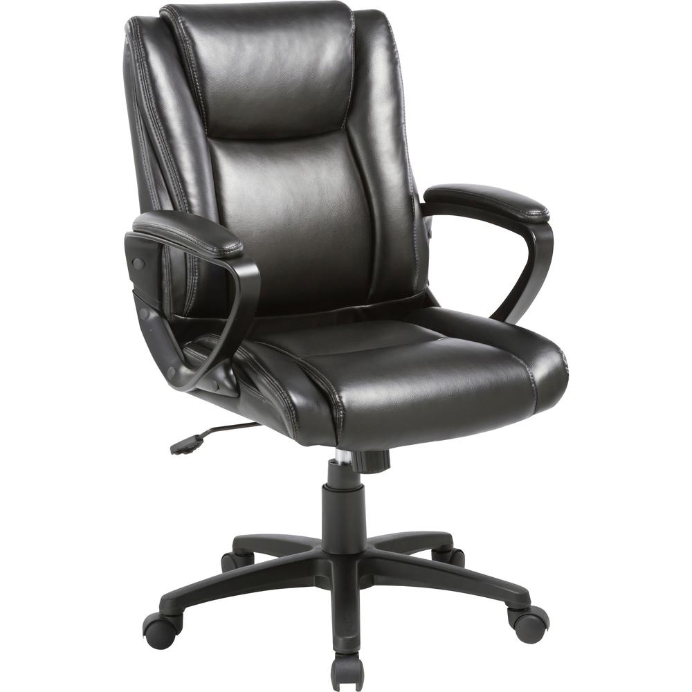 SOHO igh-back Office Chair - Black Bonded Leather Seat - Black Bonded Leather Back - High Back - 5-star Base - 1 Each. Picture 1