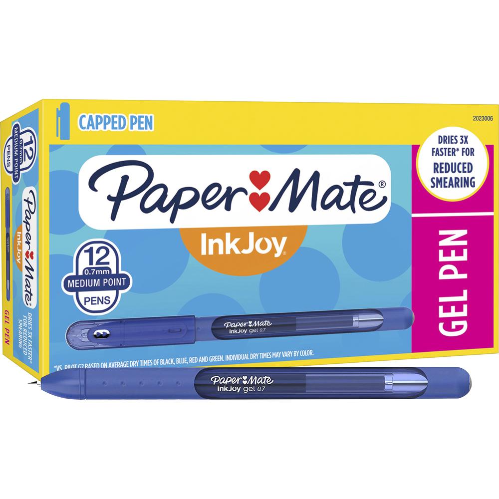 Paper Mate InkJoy Gel Stick Pens - Medium Pen Point - Blue Gel-based Ink - 1 Dozen. Picture 1