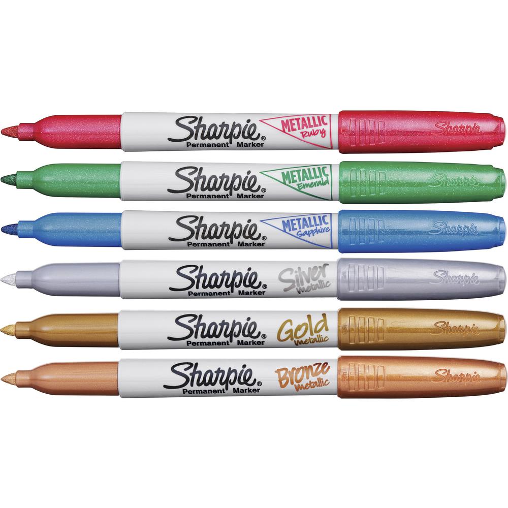 Sharpie Metallic Permanent Marker - Fine Pen Point - Bold Marker PointAlcohol Based Ink - 6 / Set. Picture 1