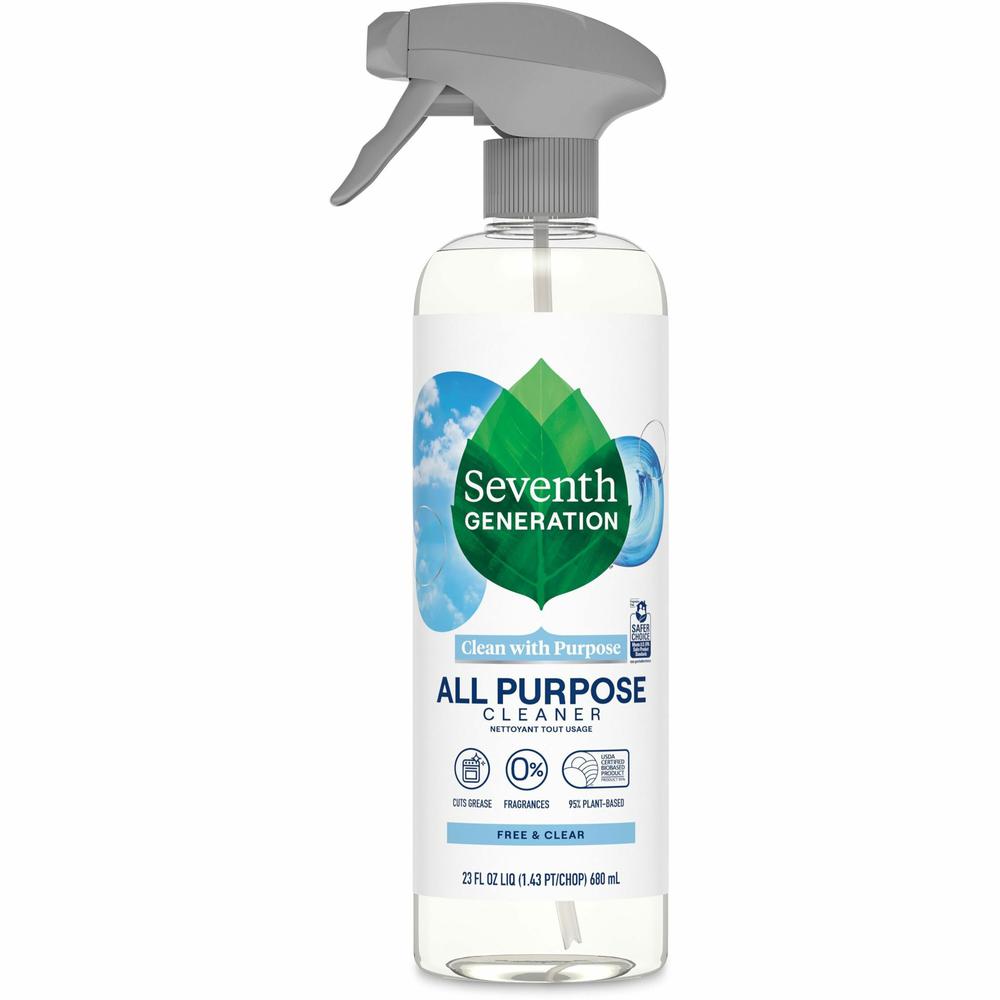 Seventh Generation All Purpose Cleaner - 23 fl oz (0.7 quart) - 8 / Carton - Fragrance-free, Dye-free, Streak-free, Non-toxic, VOC-free - Clear. Picture 1