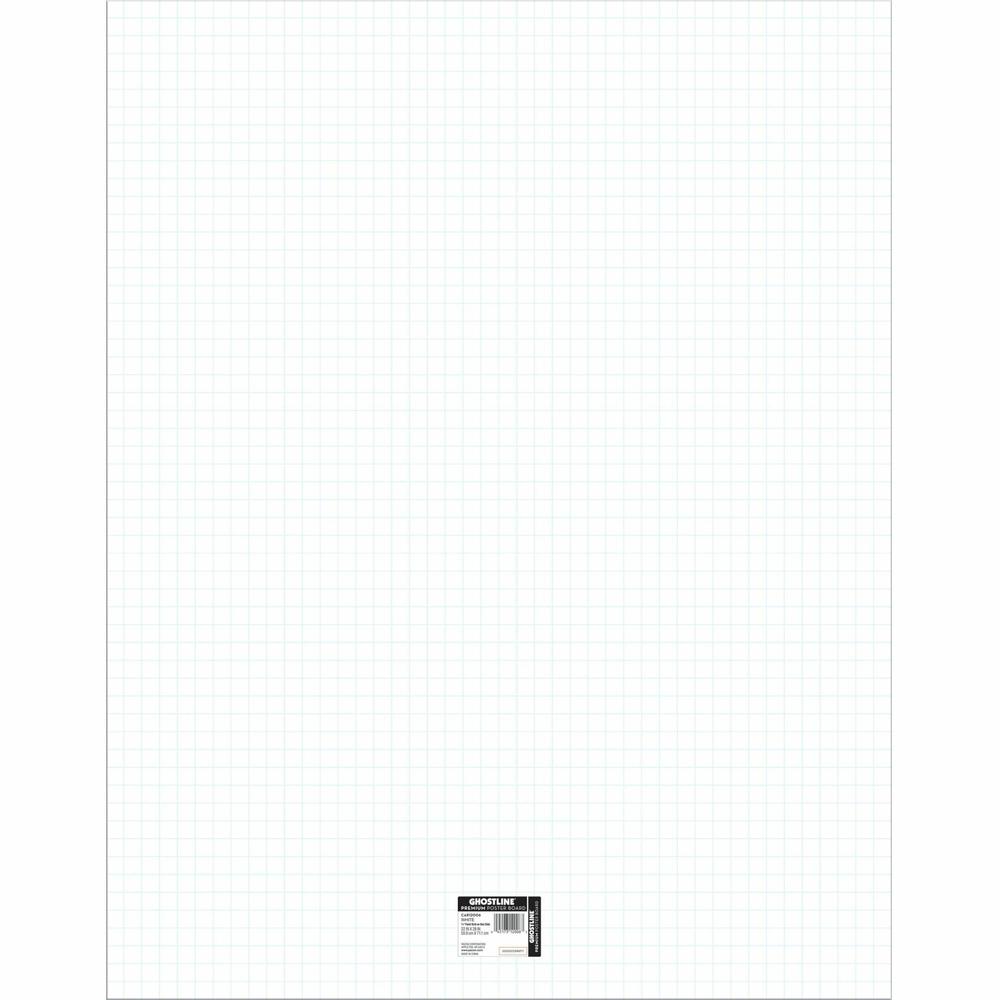 UCreate Ghostline Grid Poster Board - School, Home, Art, Office - 22"Height x 28"Width x 0.01"Length - 25 / Carton - White. Picture 1