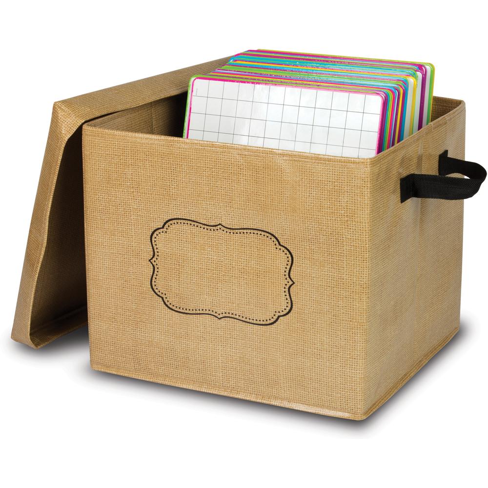 Teacher Created Resources Burlap Storage Box - Lift-off Closure - Brown - For Toy, Classroom Supplies, Book, Notepad - 1 Each. Picture 1