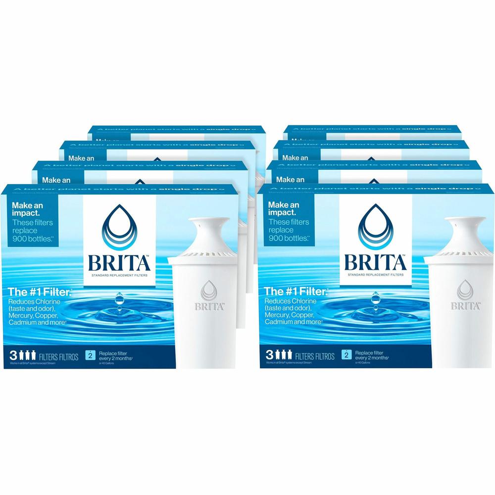 Brita Replacement Water Filter for Pitchers - Dispenser - Pitcher - 40 gal Filter Life (Water Capacity)2 Month Filter Life (Duration) - 24 / Carton - Blue, White. Picture 1