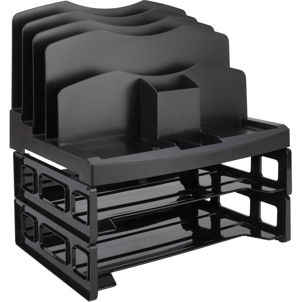 Business Source Smart Sorter Letter Tray/Organizer - 9 Compartment(s) - 14" Height x 13.1" Width x 9.9" DepthDesktop - Black - 1 Each. Picture 1