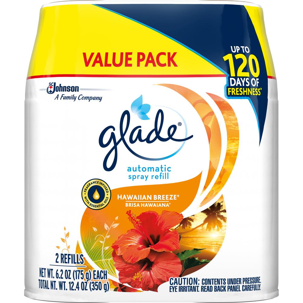 Glade Automatic Spray Refill Value Pack - Spray - 12.40 oz - Hawaiian Breeze - 2 / Pack - Long Lasting. Picture 1