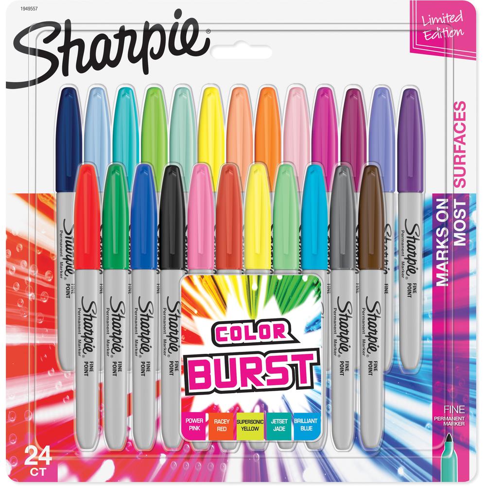 Sharpie Color Burst Permanent Marker - Fine Marker Point - Pink - 24 / Pack. Picture 1