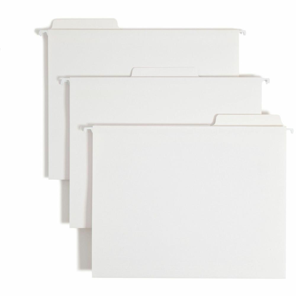 Smead FasTab 1/3 Tab Cut Letter Recycled Hanging Folder - 8 1/2" x 11" - Assorted Position Tab Position - Stock - White - 10% Recycled - 20 / Box. The main picture.