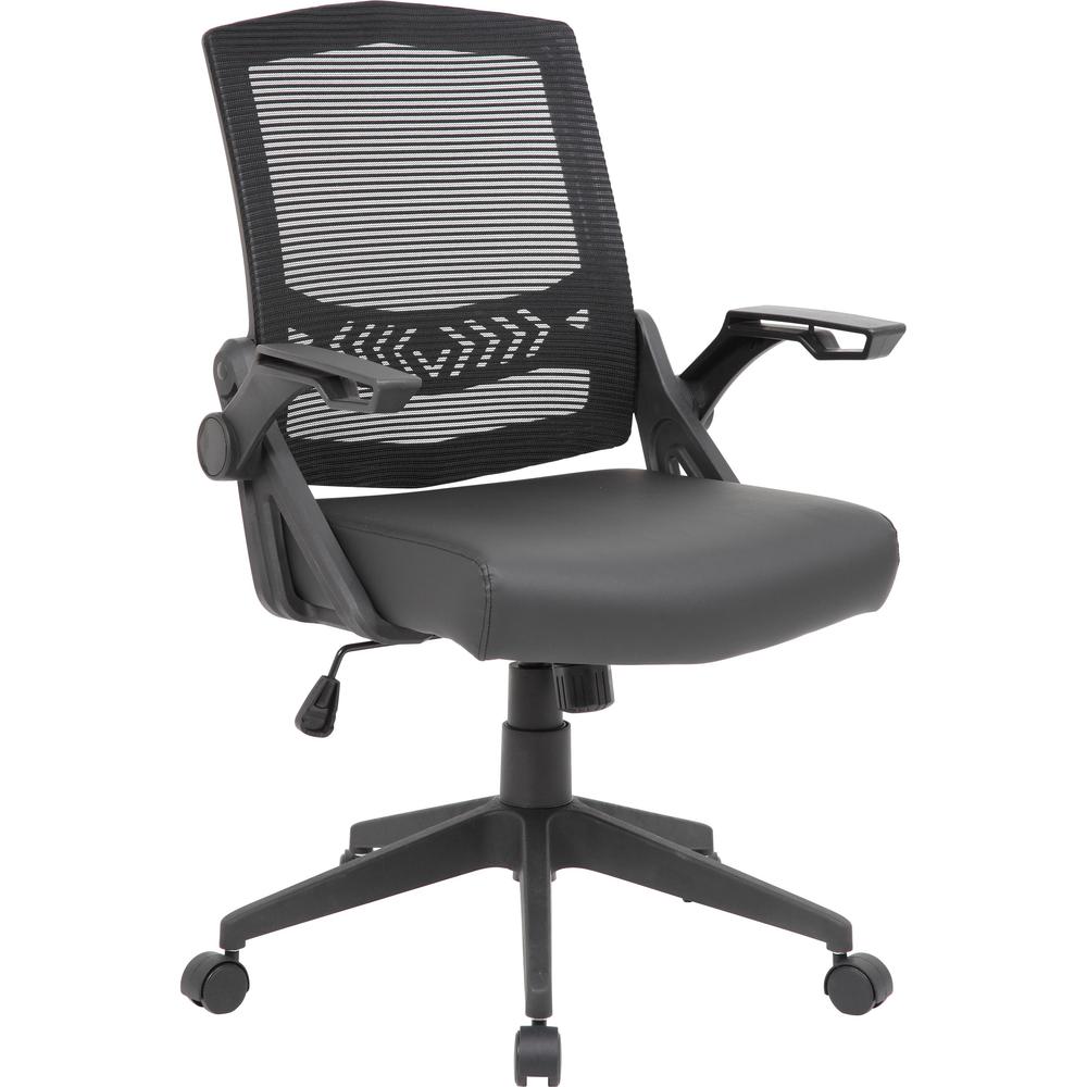 Boss Mesh Flip Arm Task Chair - Black Seat - Black Back - Black Frame - 5-star Base - 1 Each. Picture 1