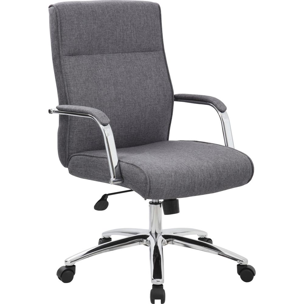 Boss Modern Executive Conference Chair-Grey Linen - Gray Linen Seat - Gray Linen Back - Chrome Frame - 5-star Base - Armrest - 1 Each. The main picture.