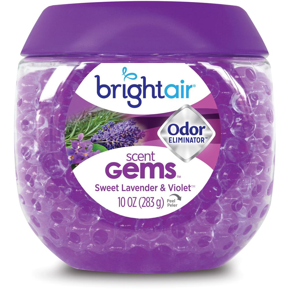 Bright Air Sweet Gems Lavender Odor Eliminator - Gel - 10 oz - Sweet Lavender & Violet - 45 Day - 1 Each - Long Lasting, Phthalate-free, BHT Free, Odor Neutralizer, Triclosan-free. Picture 1