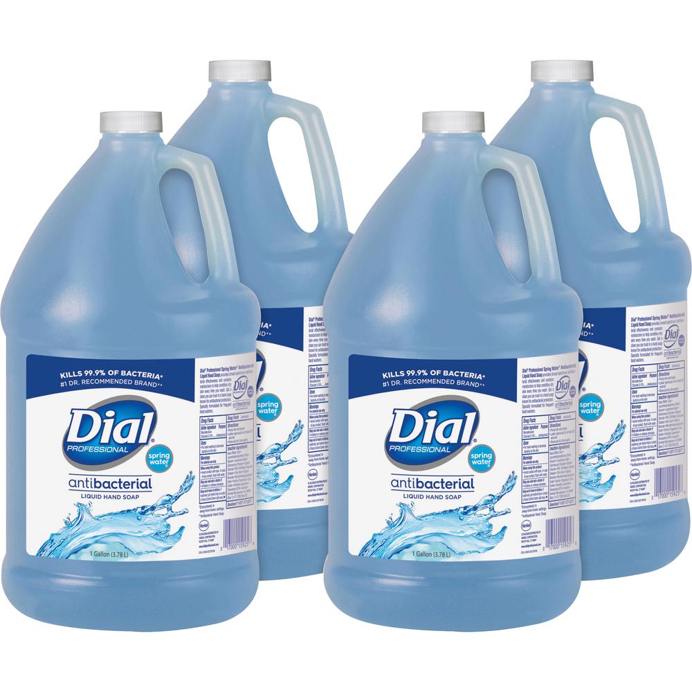 Dial Spring Water Scent Liquid Hand Soap - Spring Water ScentFor - 1 gal (3.8 L) - Kill Germs - Hand - Moisturizing - Blue - 4 / Carton. Picture 1