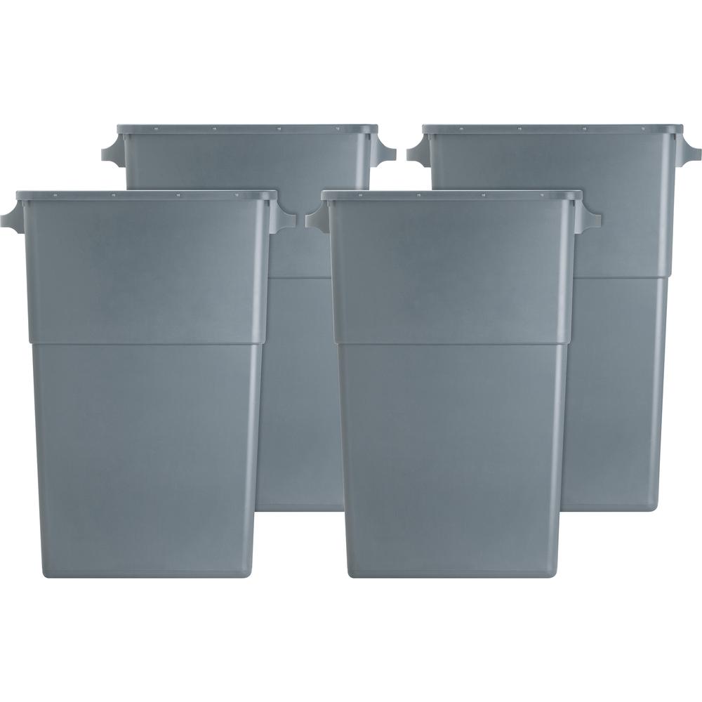 Genuine Joe 23-gallon Space-Saving Waste Container - 23 gal Capacity - Rectangular - Handle - 30" Height x 20" Width x 11" Depth - Gray - 4 / Carton. Picture 1