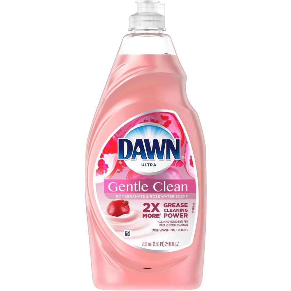 Dawn Gentle Clean Dish Soap - 24 fl oz (0.8 quart) - Pomegranate & Rose Water Scent - 10 / Carton - Phosphate-free - Pink. Picture 1