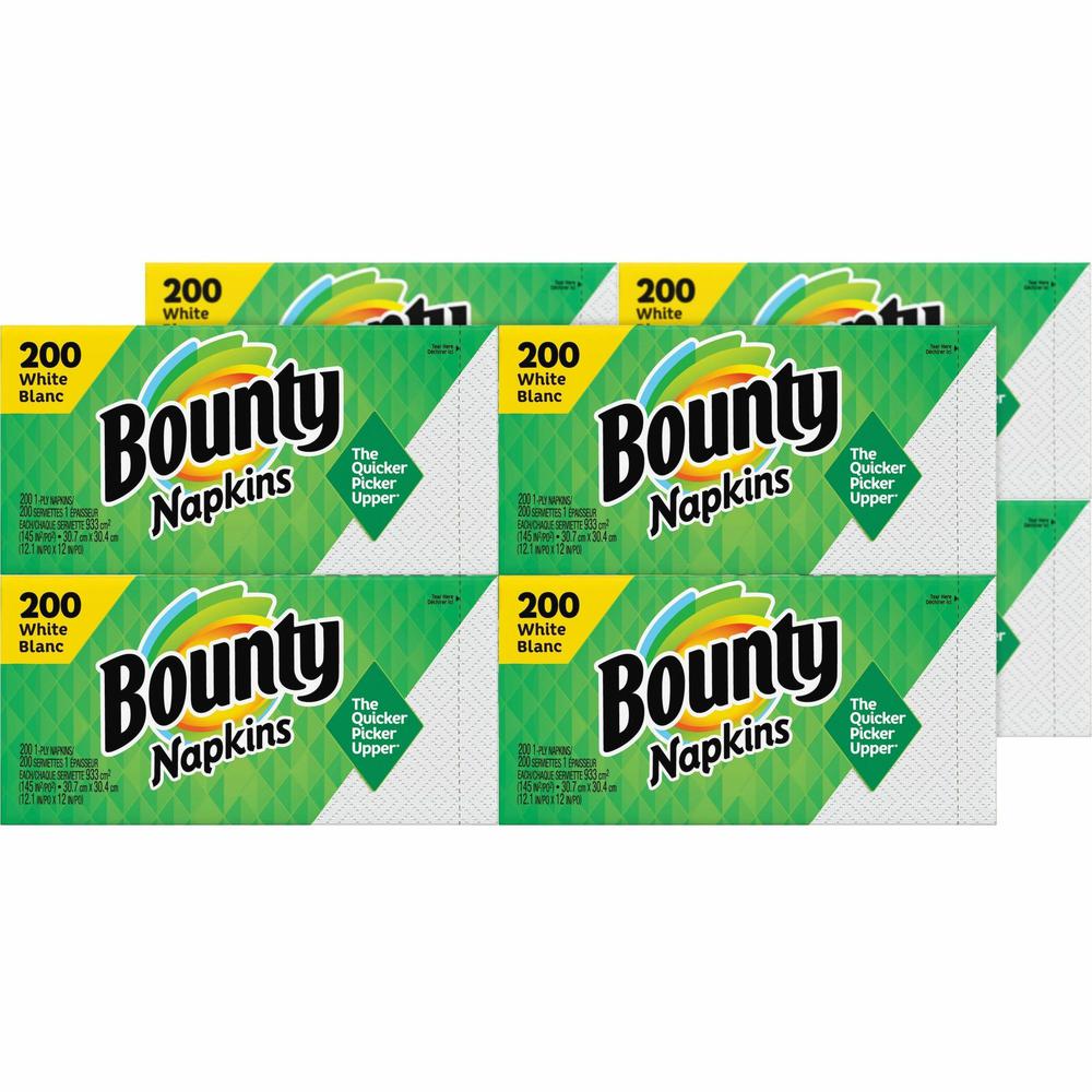Bounty Quilted Napkins - 1 Ply - 12" x 12" - White - Paper - 1600 / Carton. Picture 1