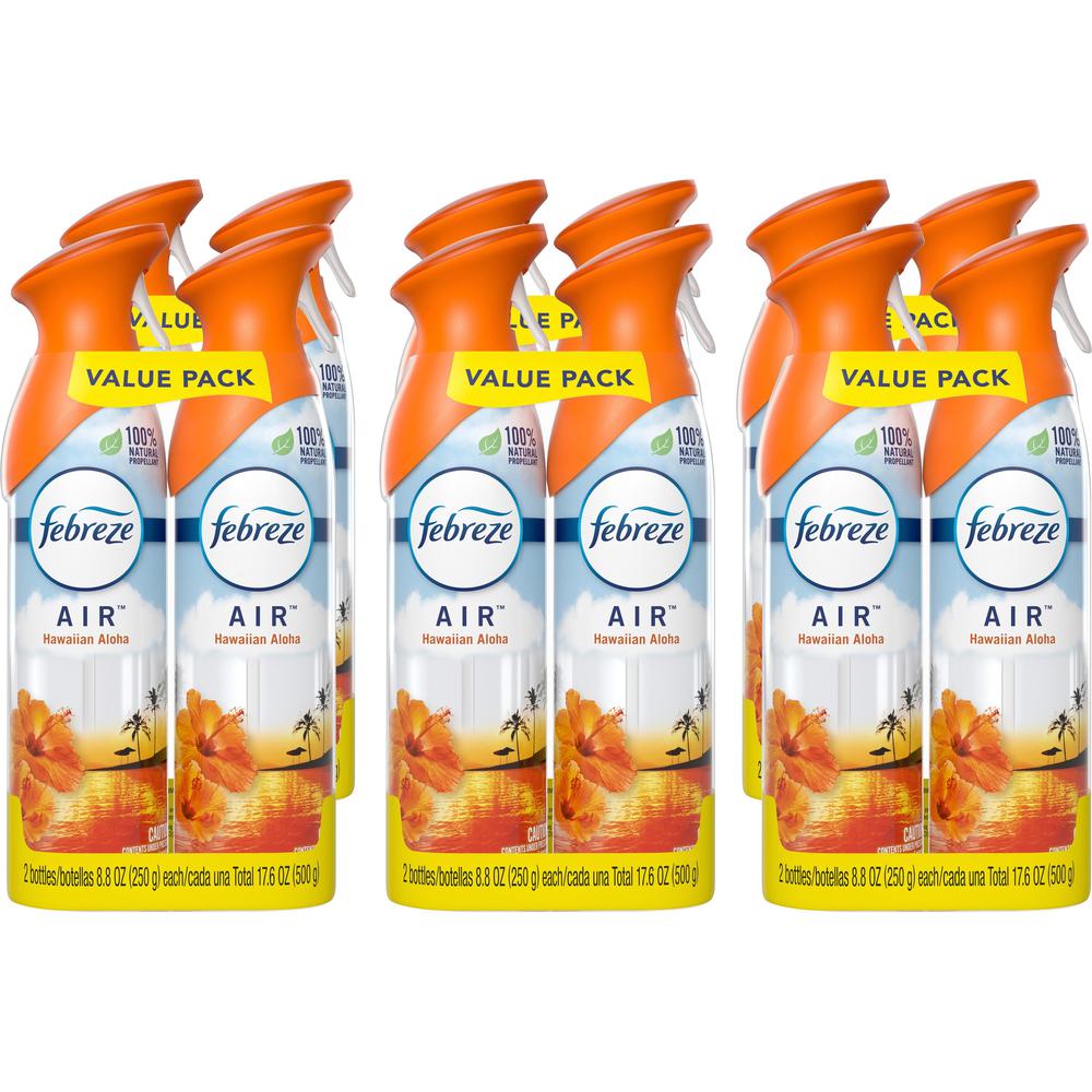 Febreze Hawaiian Air Spray Pack - Liquid - 8.8 fl oz (0.3 quart) - Hawaiian Aloha - 12 / Carton - Odor Neutralizer, VOC-free. Picture 1