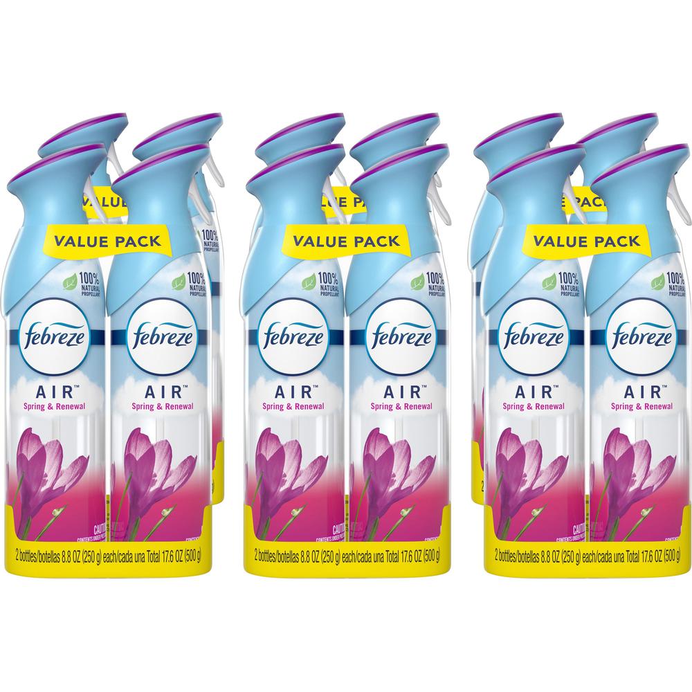 Febreze Air Spring/Renewal Spray Packs - Liquid - 8.8 fl oz (0.3 quart) - Spring & Renewal - 12 / Carton - Odor Neutralizer, VOC-free. Picture 1