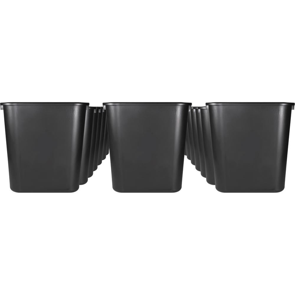 Sparco Rectangular Wastebasket - 7 gal Capacity - Rectangular - 15" Height x 14.5" Width x 10.5" Depth - Polyethylene - Black. Picture 1