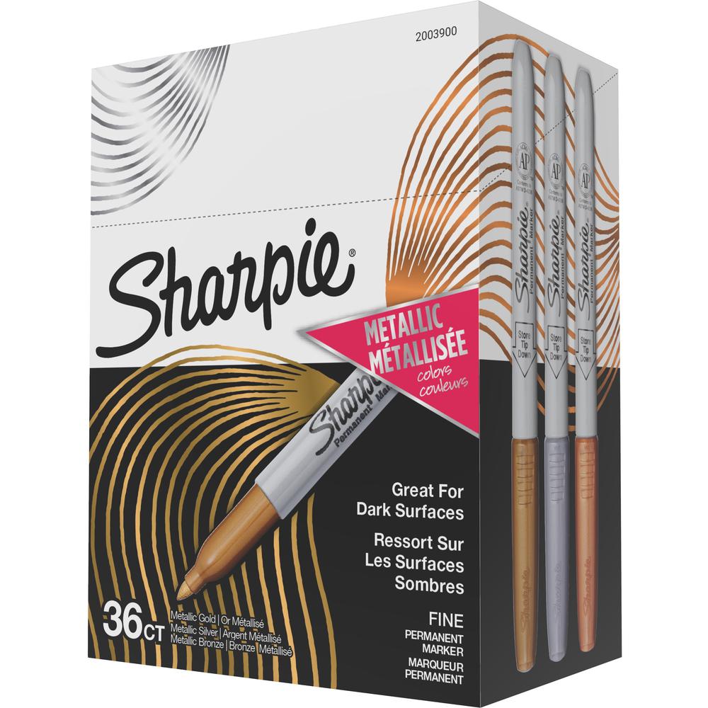 Sharpie Metallic Markers - Fine Marker Point - 0.5 mm Marker Point Size - Assorted - Plastic Barrel - 36 / Box. Picture 1
